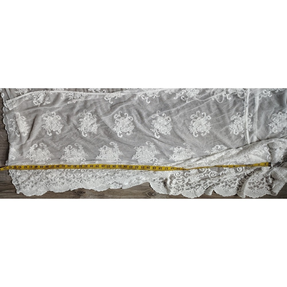 Forever 21 Sheer Ivory Lace Kimono Cover Beach Kaftan Maxi Tie Front‎ 2X/3X NEW - Picture 8 of 14